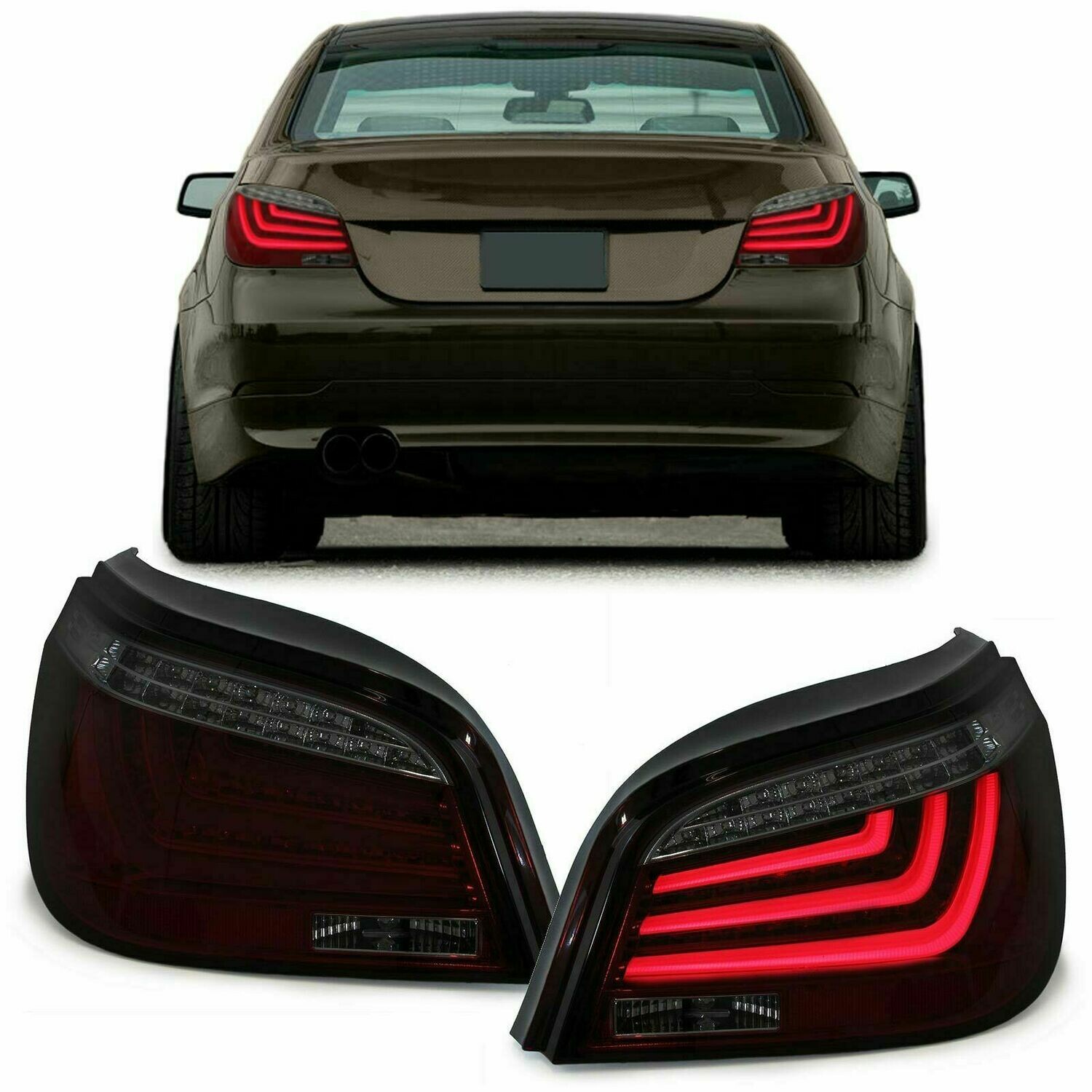 Rear LED BAR Lights RED SMOKE for BMW E60 03-07 Series 5 SALOON