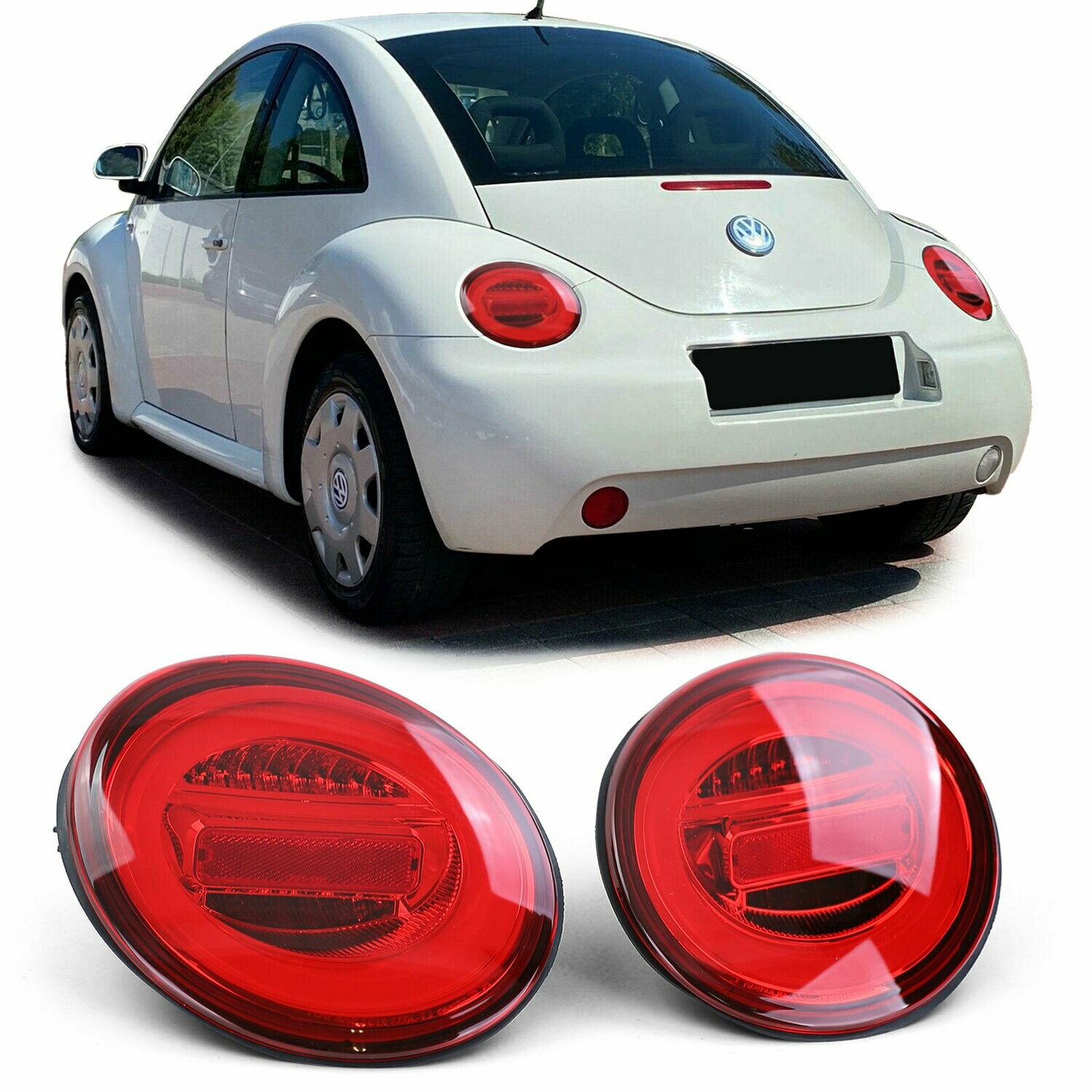Rear LED BAR Lights RED CLEAR for VW NEW BEETLE 9C 1Y 98-05