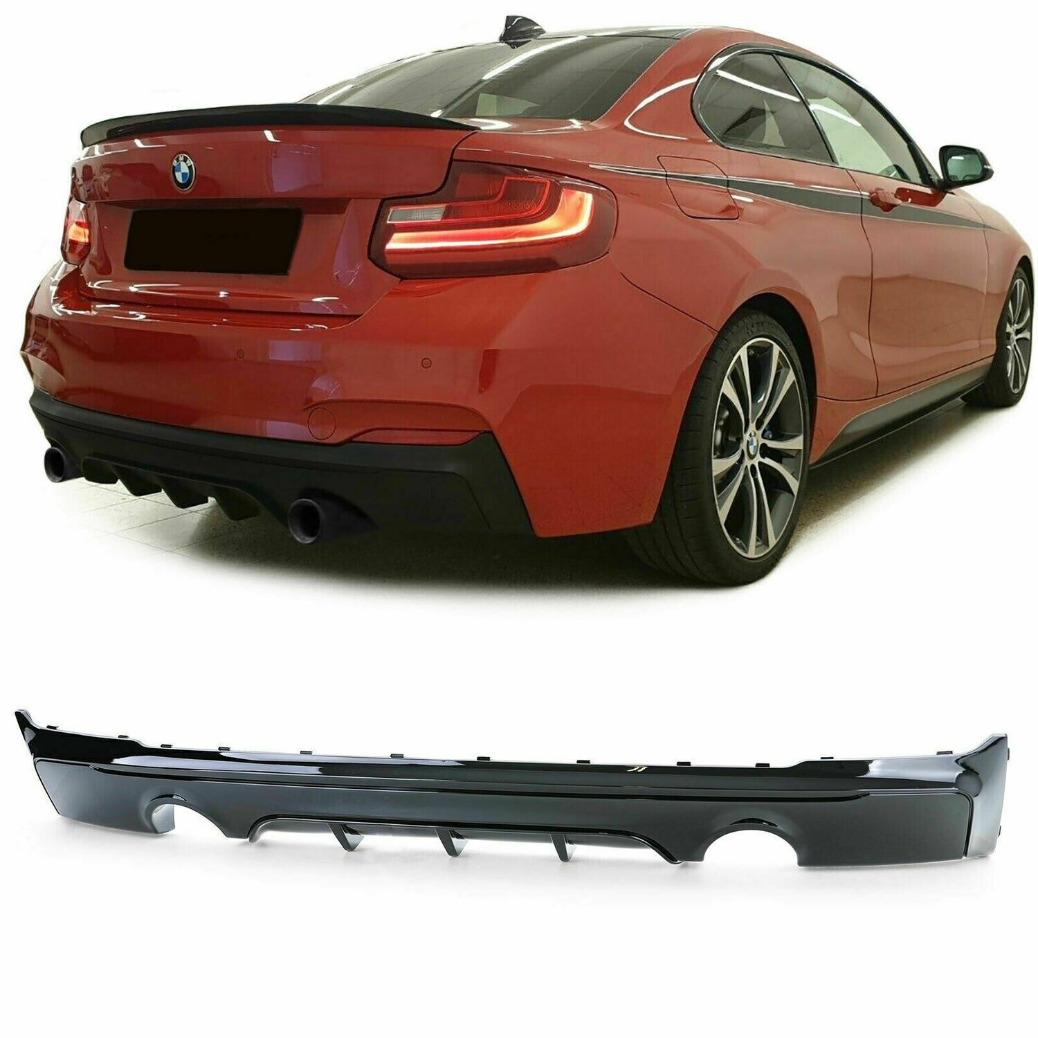 Rear Diffuser Black GLOSS for BMW F22 13-19 Series 2