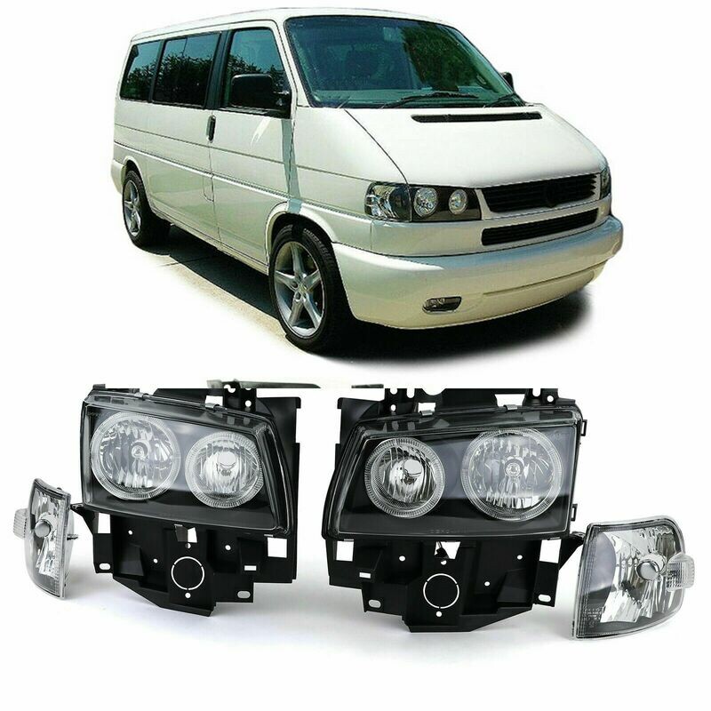 Front DARK Headlights ANGEL EYES for VW T4 96-03 NEW