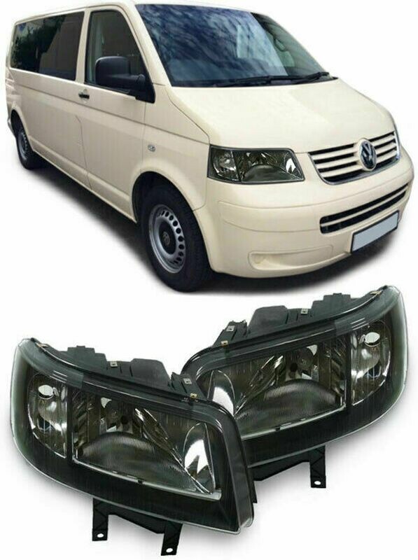 Front DARK SMOKE Headlights for VW T5 03-09 NEW