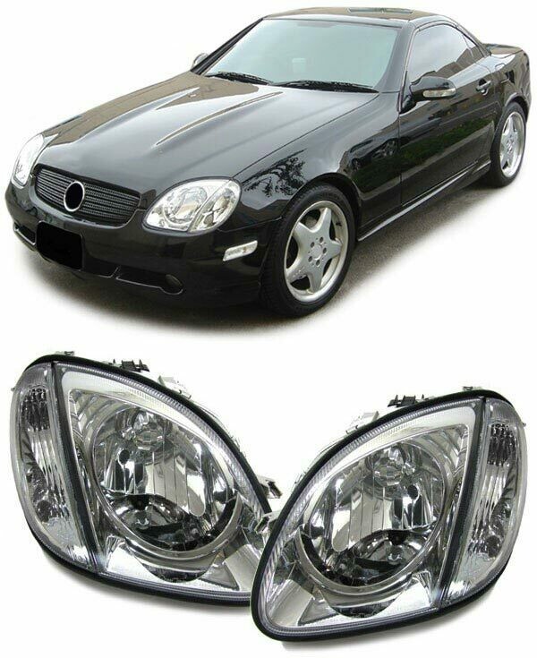 Front CHROME Headlights for MERCEDES SLK R170 96-04 NEW