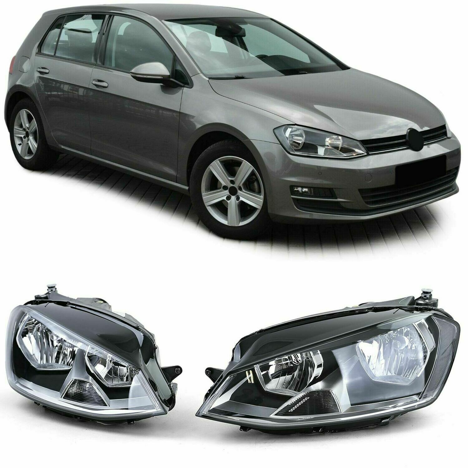 Front DARK Headlights for VW GOLF 7 2012 NEW