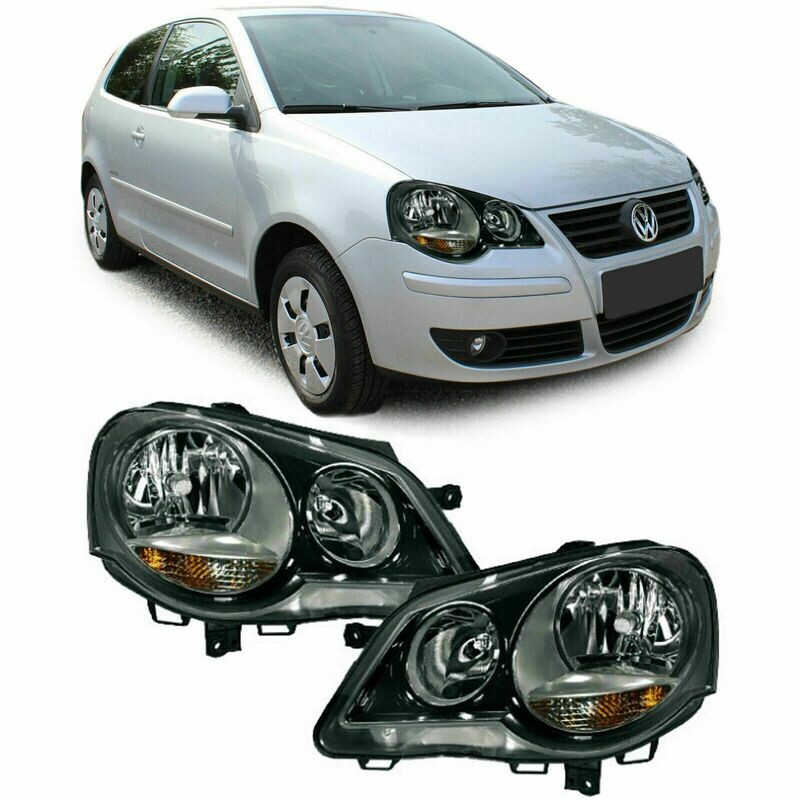 Front DARK Headlights for VW POLO 9N3 05-09 NEW GTI CUP