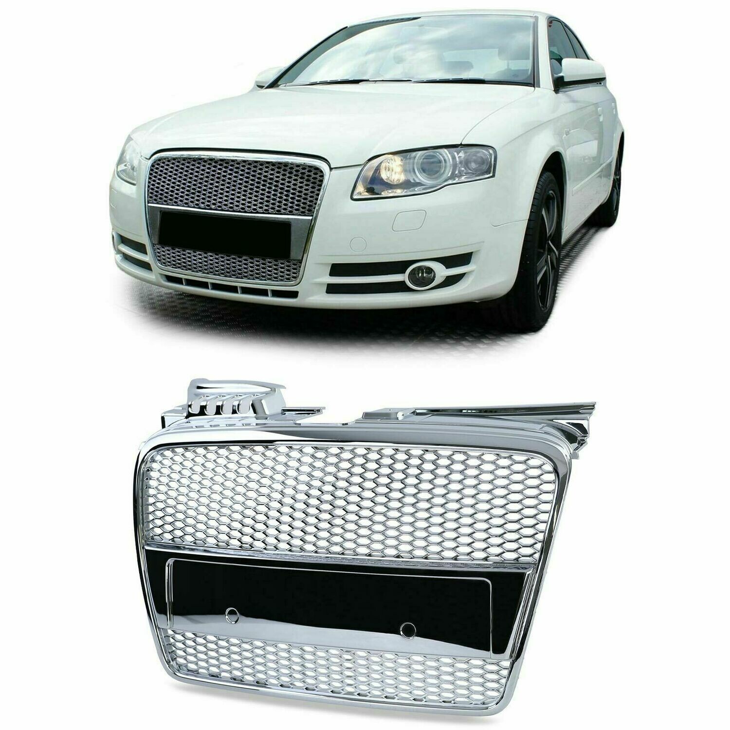 Sport Grill CHROME for AUDI A4 B7 04-07 + CABRIO NEW – Monster Tuning Parts  – Design Art since 1997