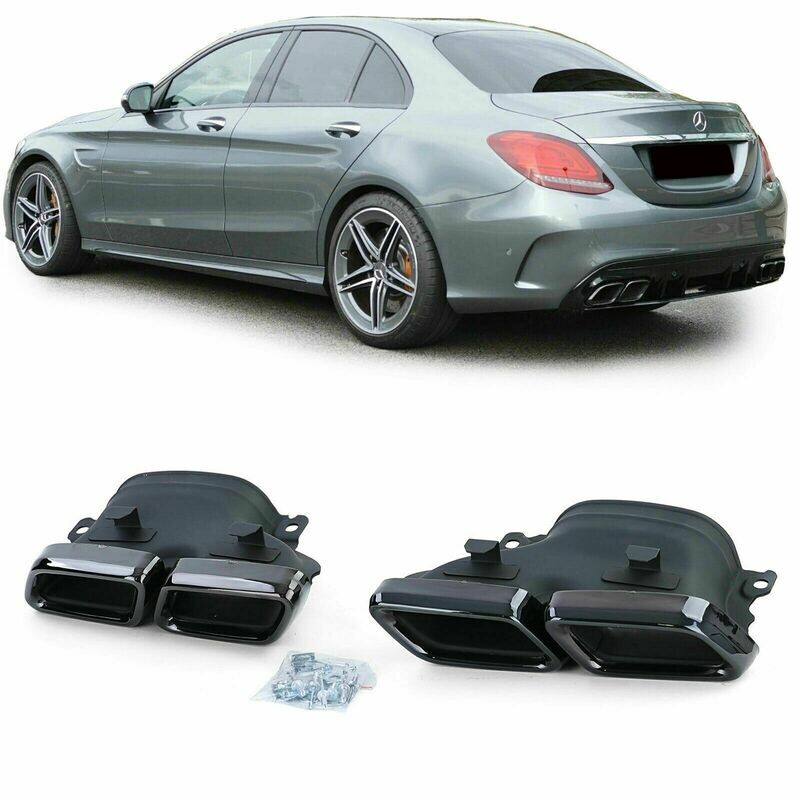 Rear Exhaust Pipes BLACK for MERCEDES W205 14-18 C-CLASS