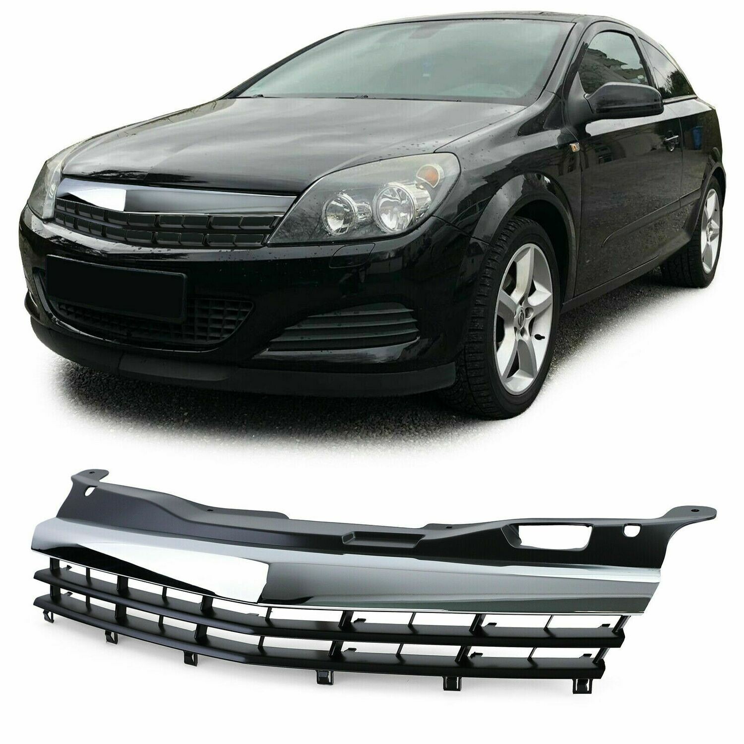 Sport Grill BLACK & CHROME for OPEL ASTRA H GTC 05-09 NEW Type2