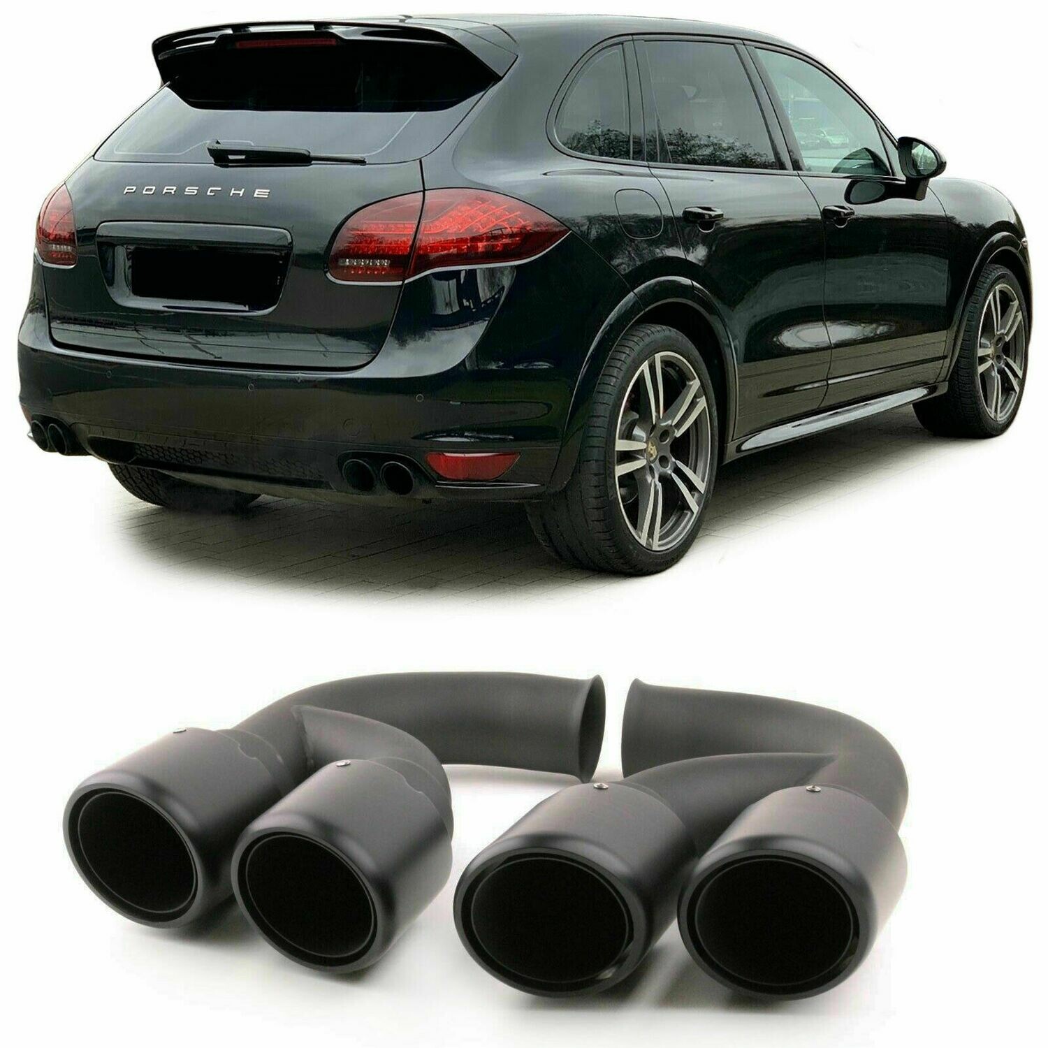 Rear Exhaust Pipes for PORSCHE CAYENNE 92A V6 10-14 BLACK