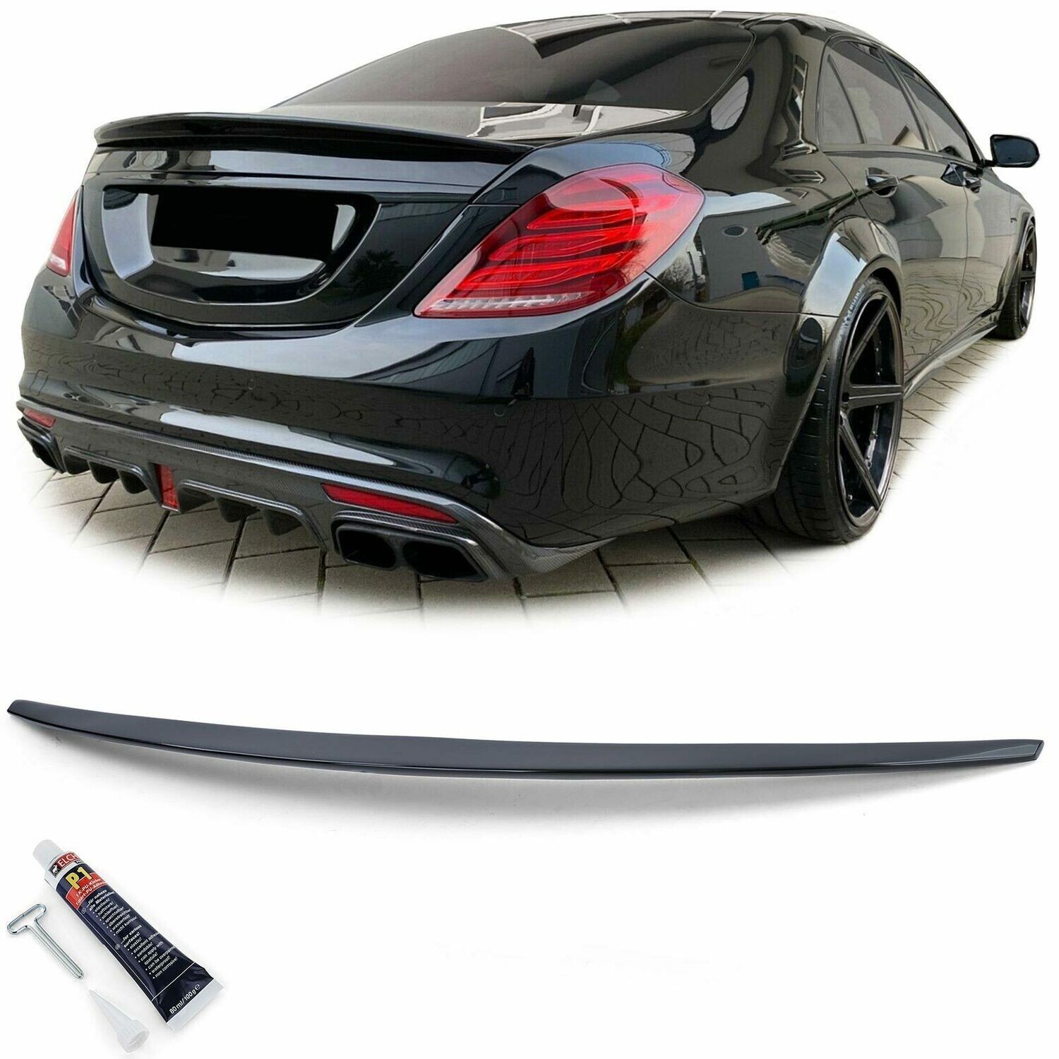 Rear boot spoiler BLACK for MERCEDES W222 2013 S-CLASS