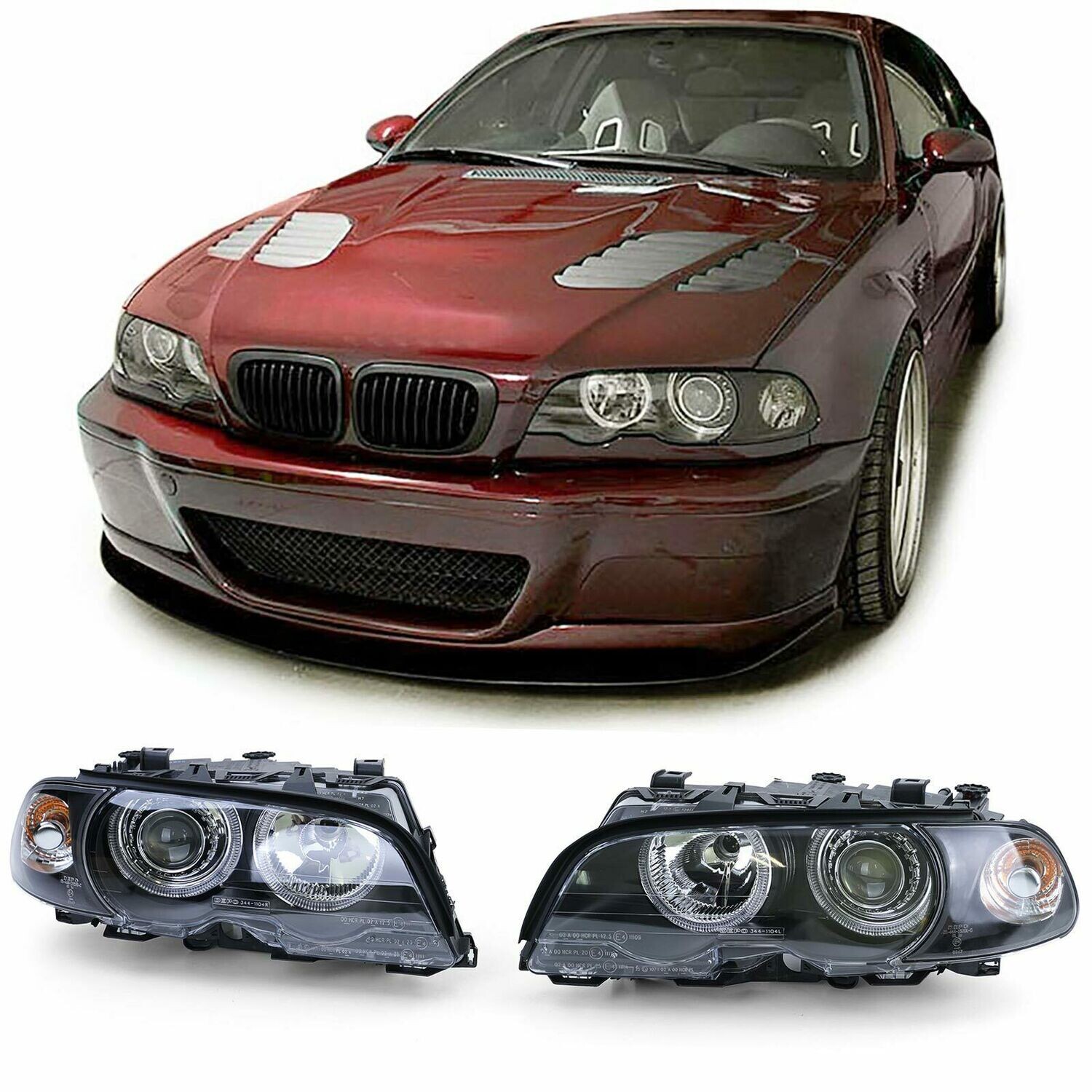 Headlights Angel Eyes for BMW E46 99-03 Series 3 Coupe Cabrio