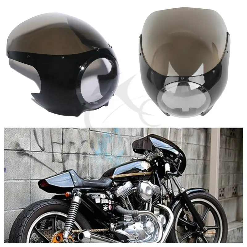 5.75" 5-3/4" Cafe Racer Headlight Fairing Windscreen Fit For Harley Sportster