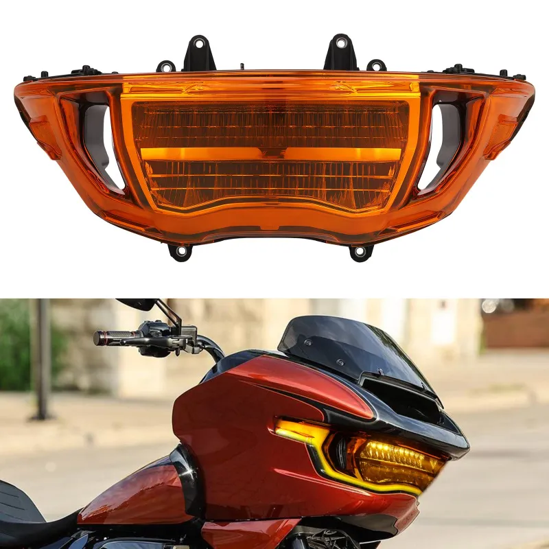 LED Orange Headlight Assembly Fit For Harley CVO Road Glide 2023-2025 FLTRX 2024-2025