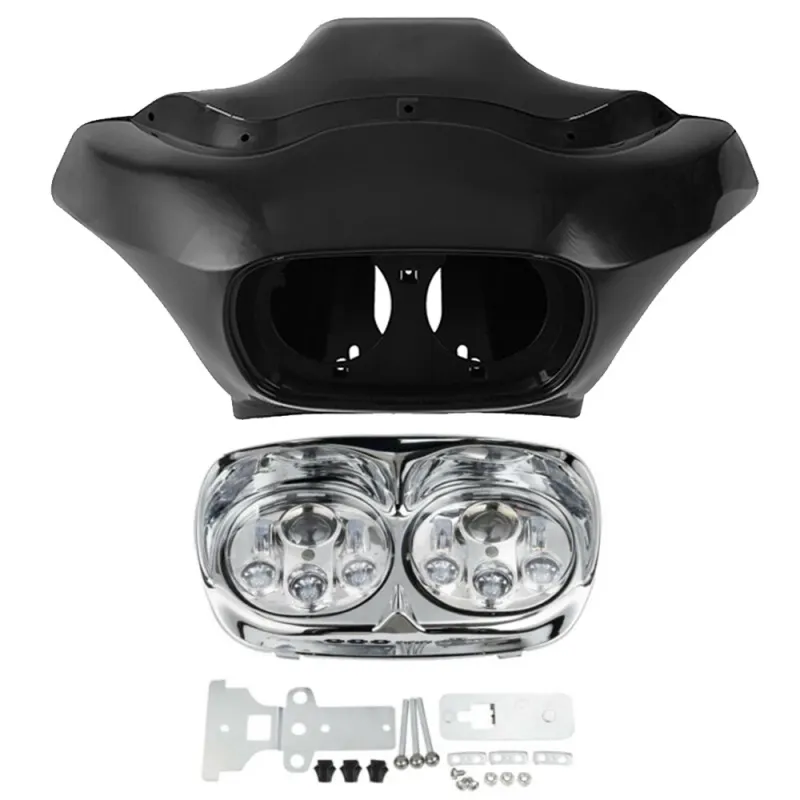 Inner Outer Front Fairing LED Headlight Lamp Fit For Harley Road Glide 1998-2013