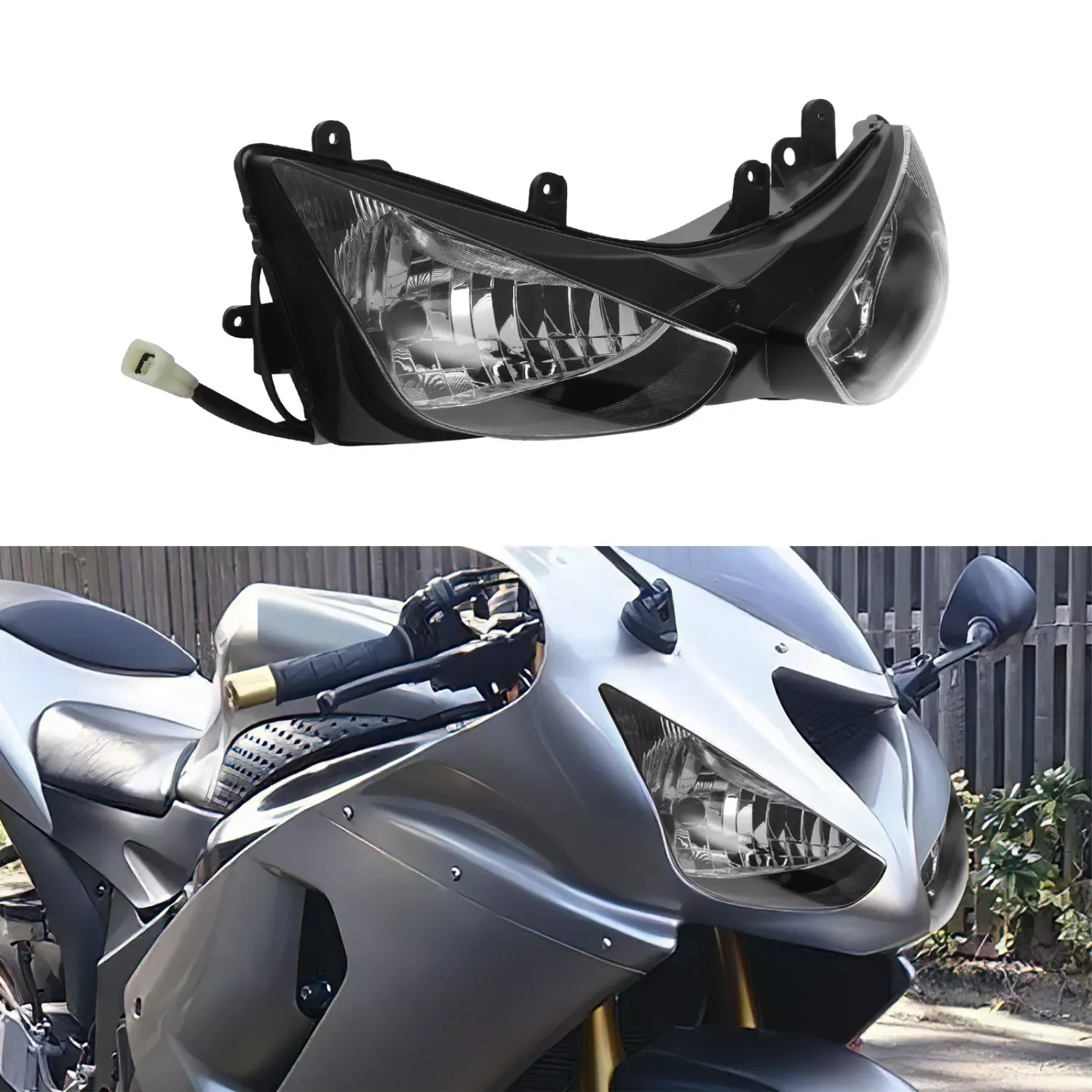 Headlight Headlamp Assembly Fit For Kawasaki Ninja ZX6R ZX-6R ZX636 2005 2006 05