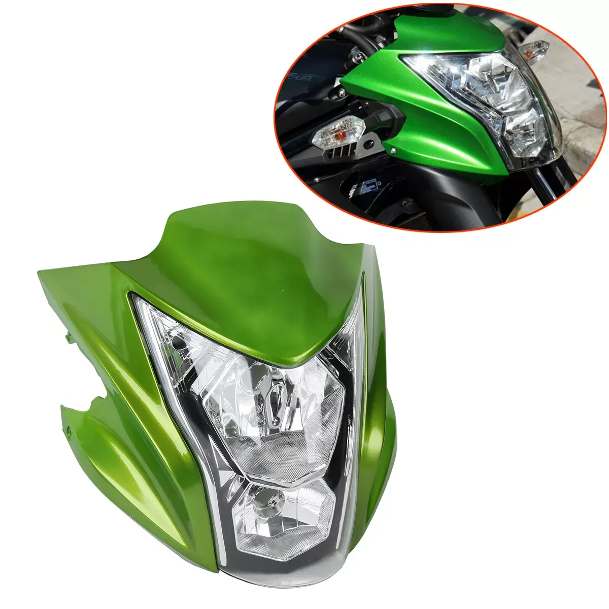 Headlight Fairing Light Lamp Cowling Green Fit For Kawasaki ER 6N ER-6N ER6N 2012-2016
