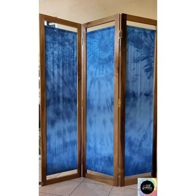 Tie Dyed inlaid 3 Panel Wooden Screen