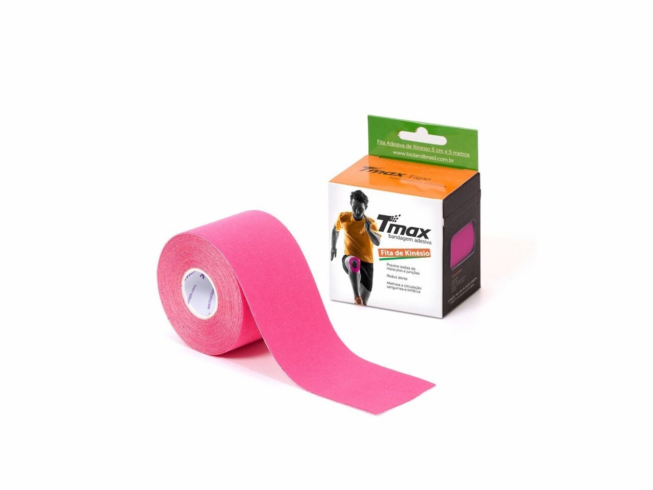 Tmax Fita de Kinésio Bandagem Funcional 5 cm x 5 m Cor: Rosa