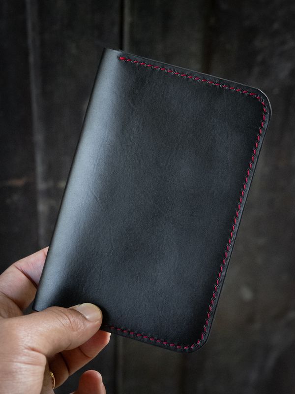 Passport Case - Black with Red