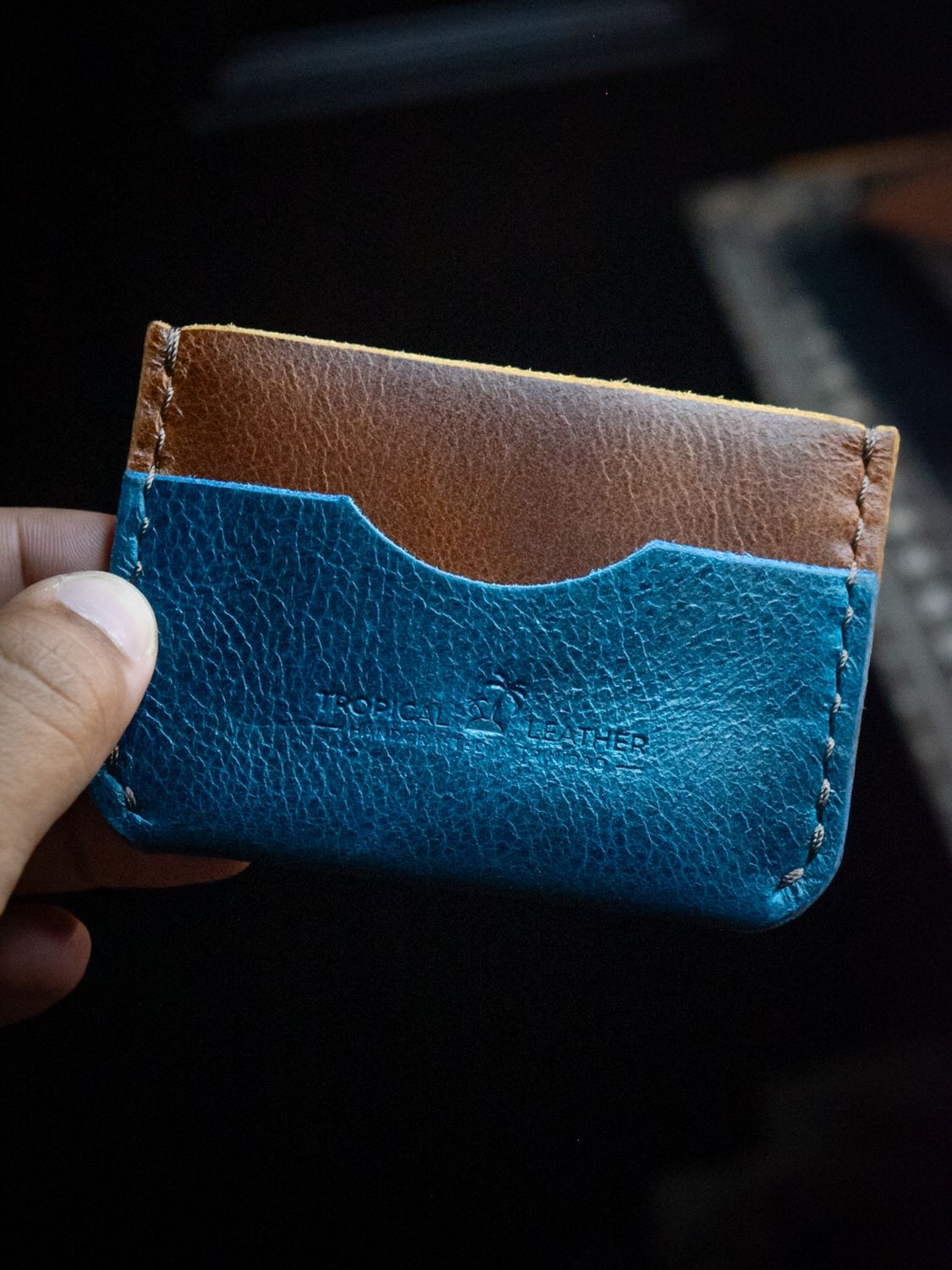 Buffalo Cardholder - Blue and Tan
