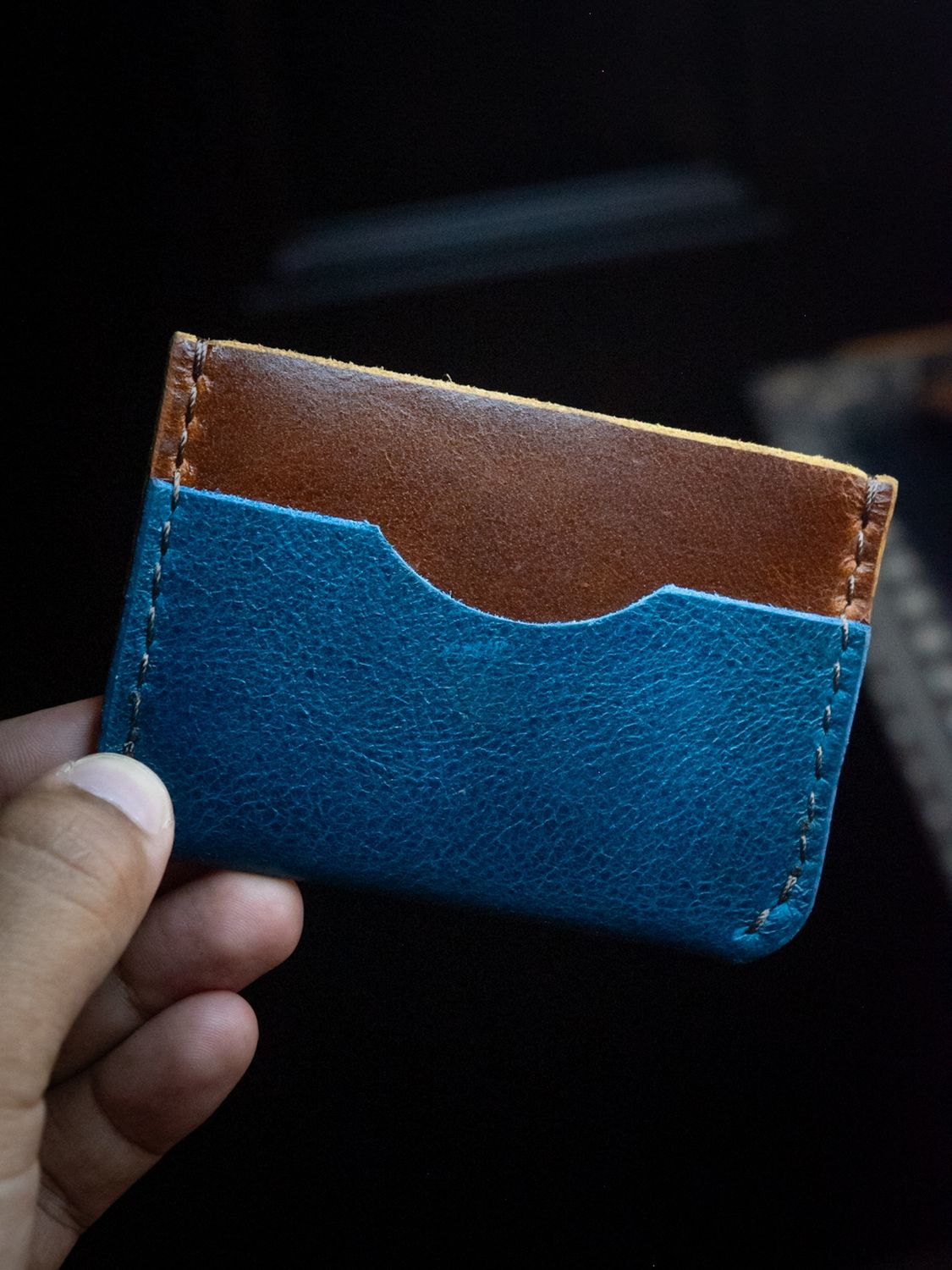 Buffalo Cardholder - Blue and Tan