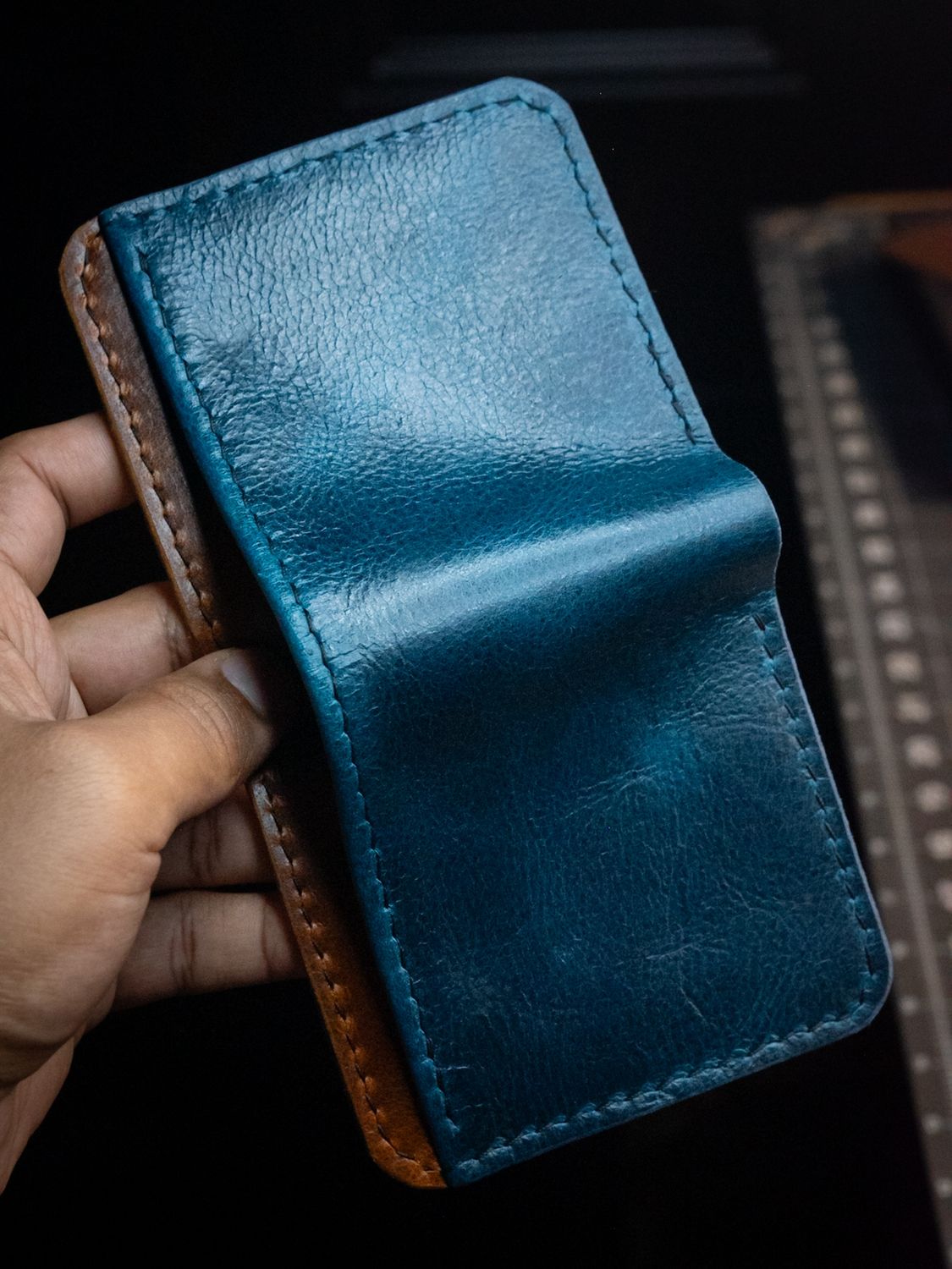 Buffalo Wallet - Blue and Tan