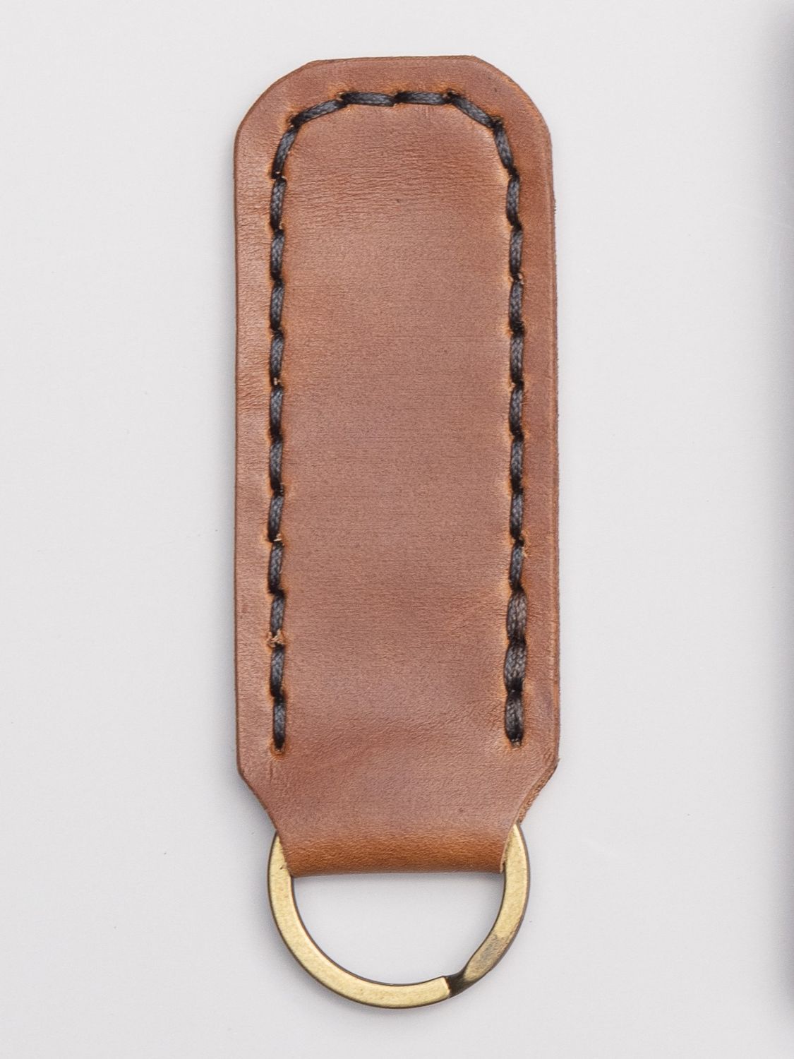 Leather Key Tab - Natural Brown