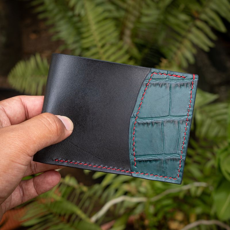 Croc Inlaid Bifold Wallet