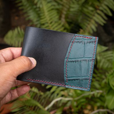 Croc Inlaid Bifold Wallet