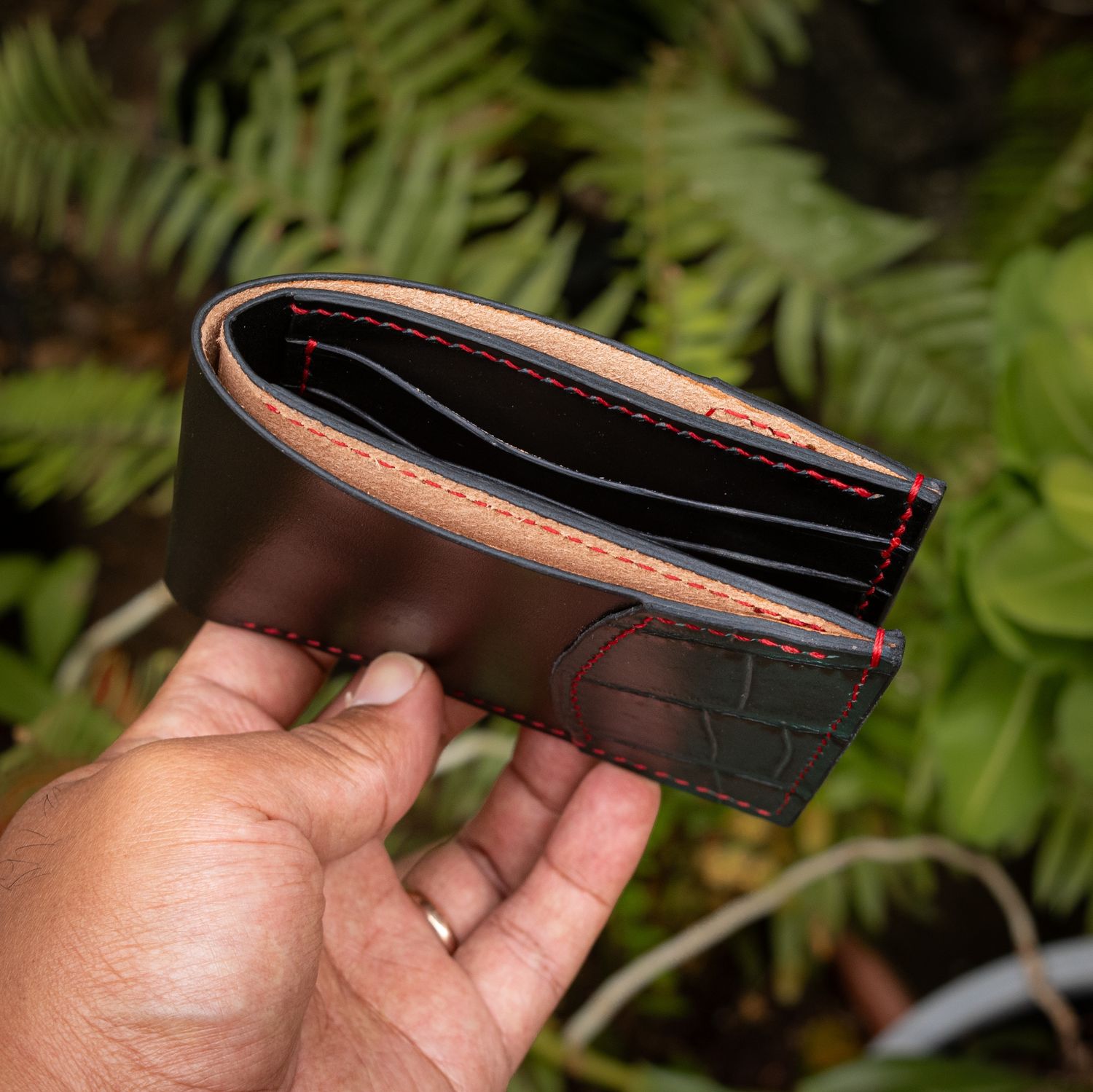 Croc Inlaid Bifold Wallet