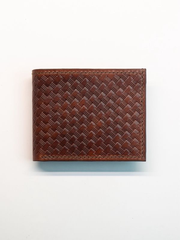 Hand Tooled Bifold Wallet - Brown