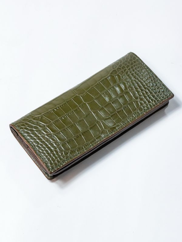 Continental Wallet - Olive Croc