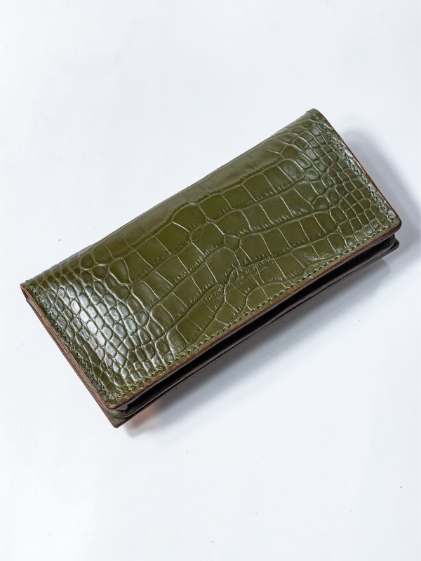 Continental Wallet - Olive Croc