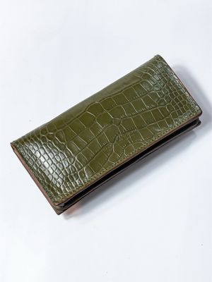 Continental Wallet - Olive Croc