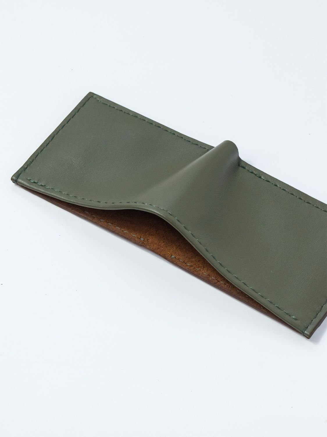 Signature Classic Leather Wallet - Olive &amp; Brown