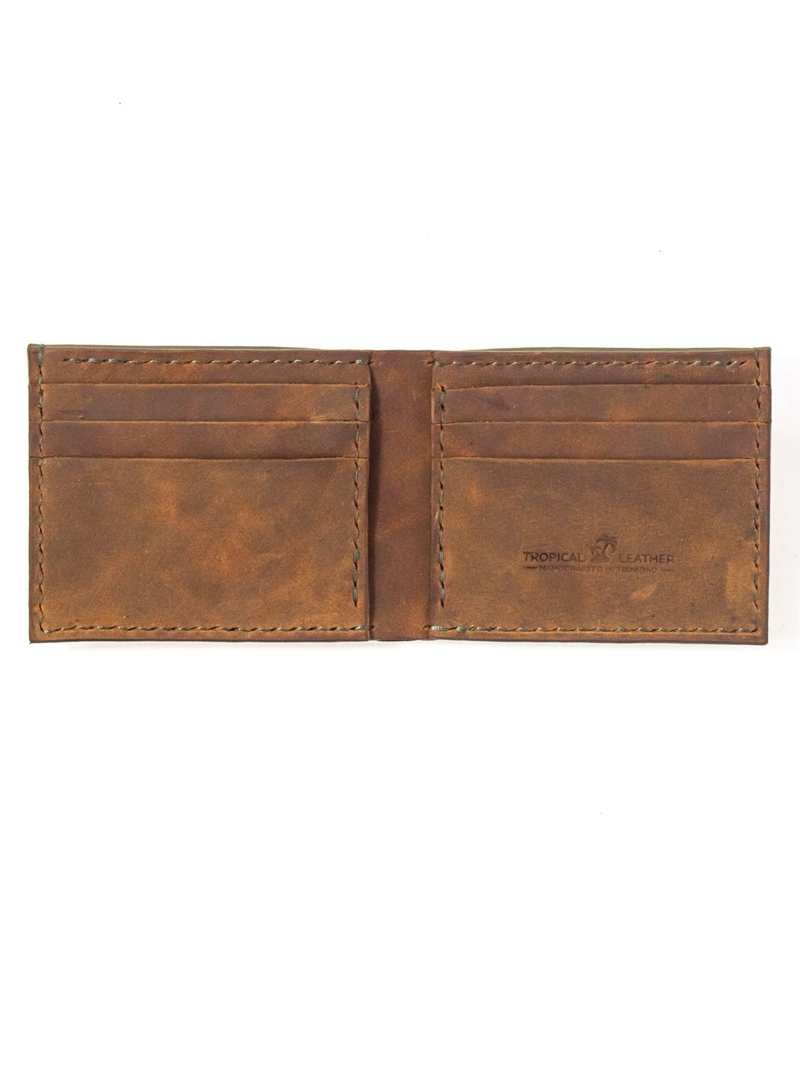 Signature Classic Leather Wallet - Olive &amp; Brown