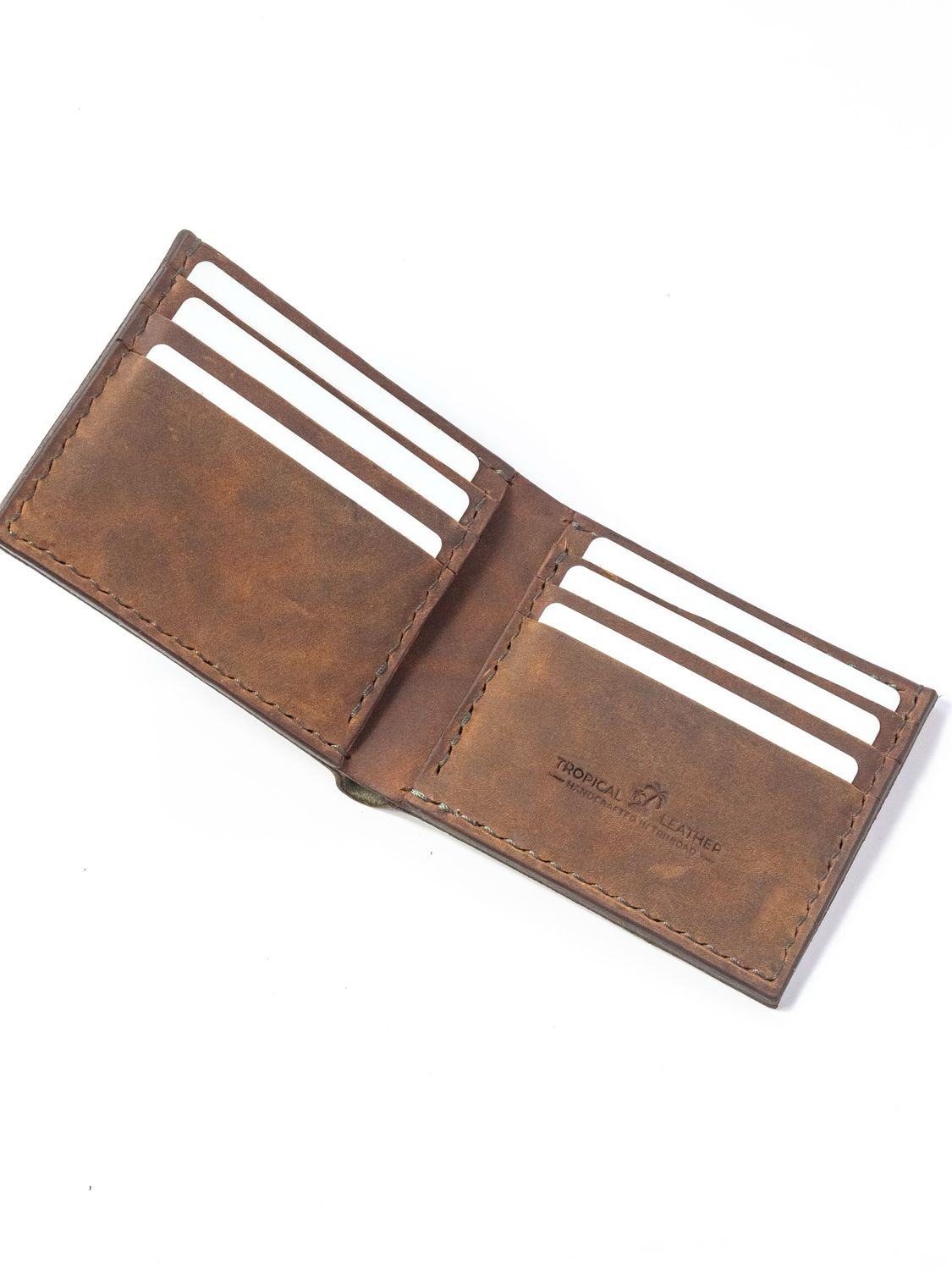 Signature Classic Leather Wallet - Olive &amp; Brown