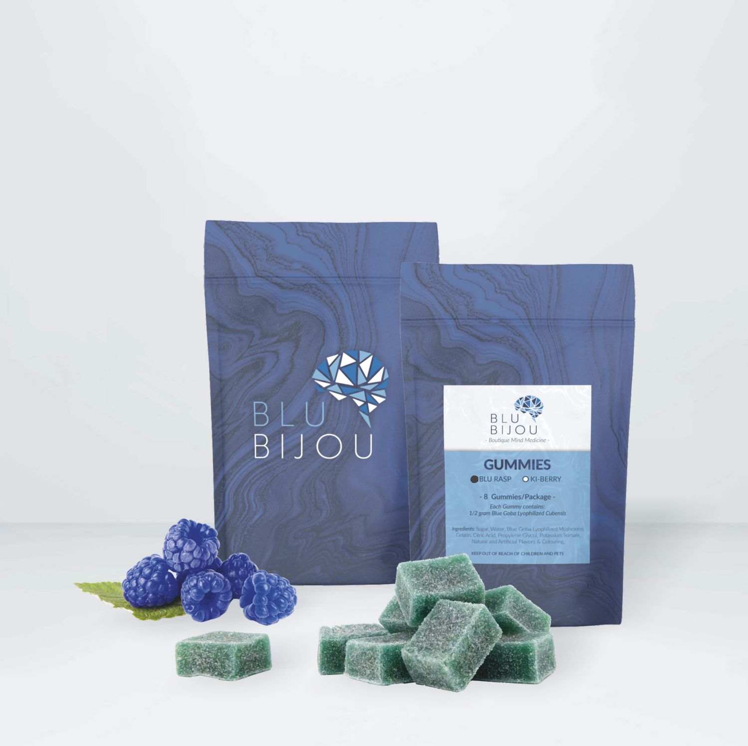 BLU BIJOU gummies à la psilocybine, Saveurs: Framboise Bleue Acidulée