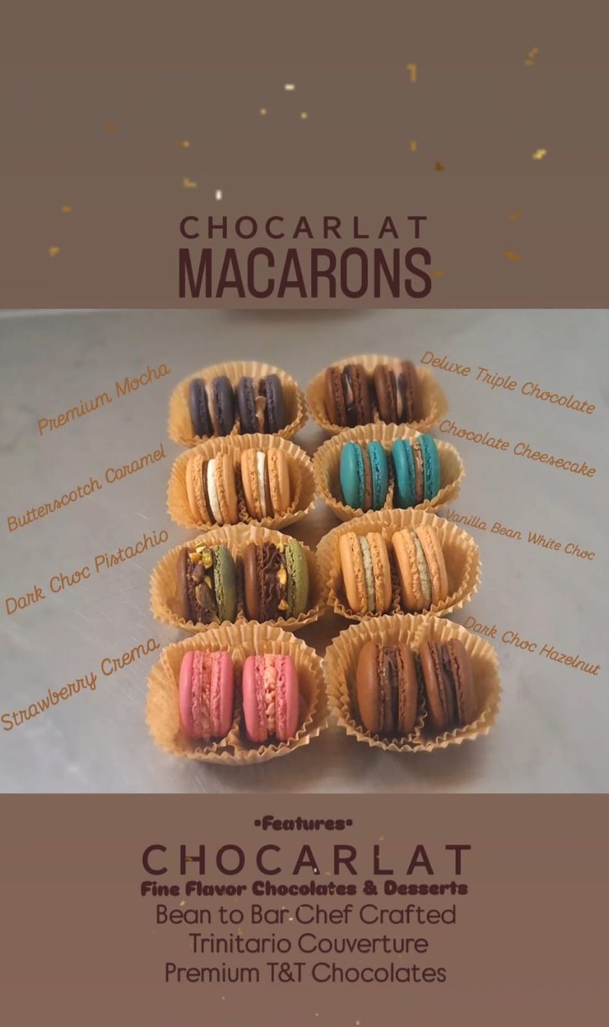 ＣＨＯＣＡＲＬＡＴ®️ Macarons 16 Piece Box Four Flavor Assortment