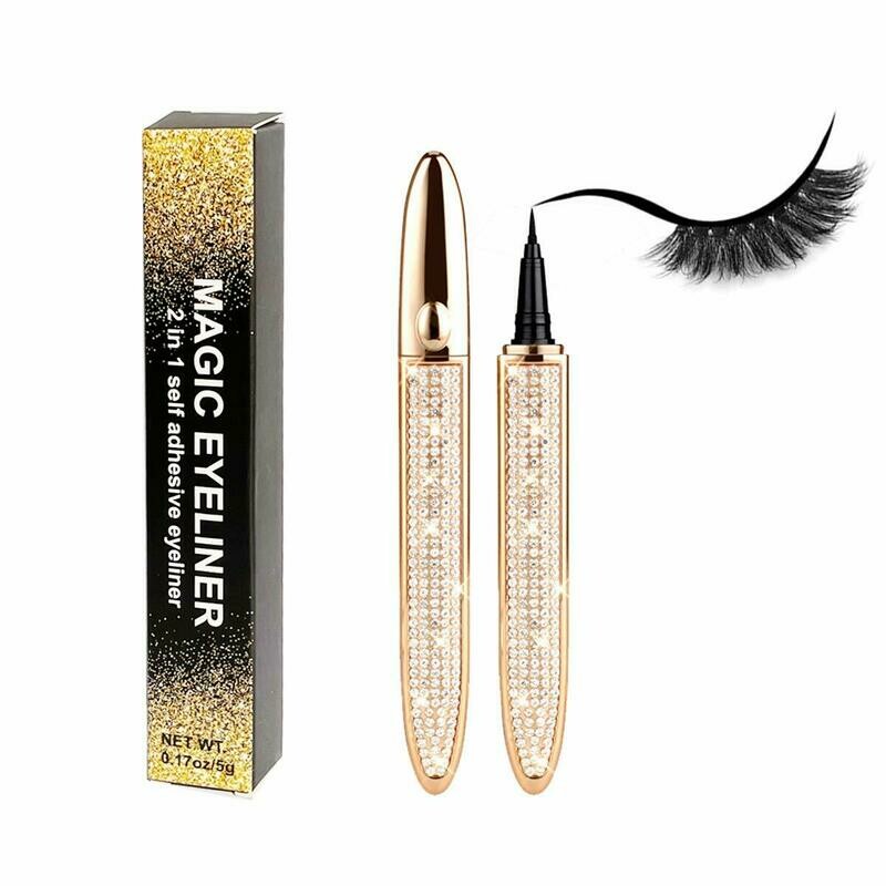 Self-adhesive Eyeliner,2 in 1 Eye Liner Pen Diamond Bling Glitter Liquid Eyeliner