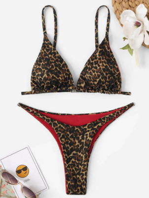 Leopard Triangle Cheeky Bikini