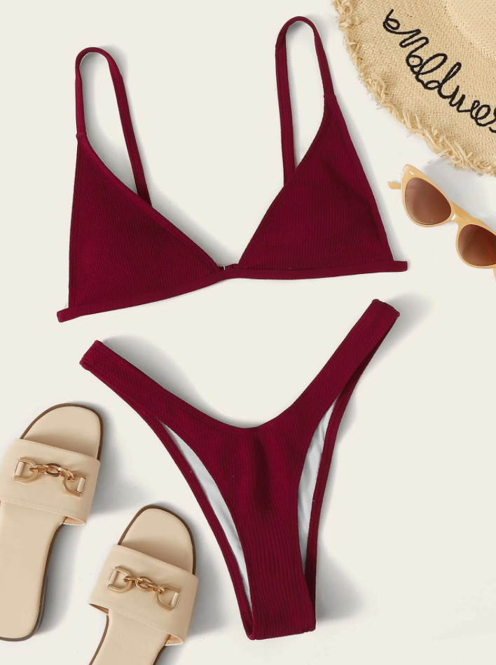 Ribbed High Cut Bikini