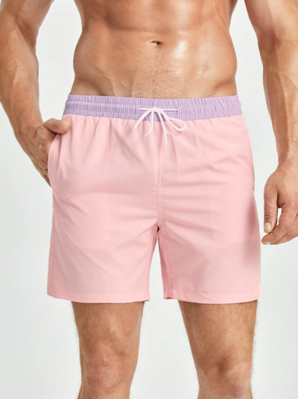 Color-block Drawstring Swim Shorts