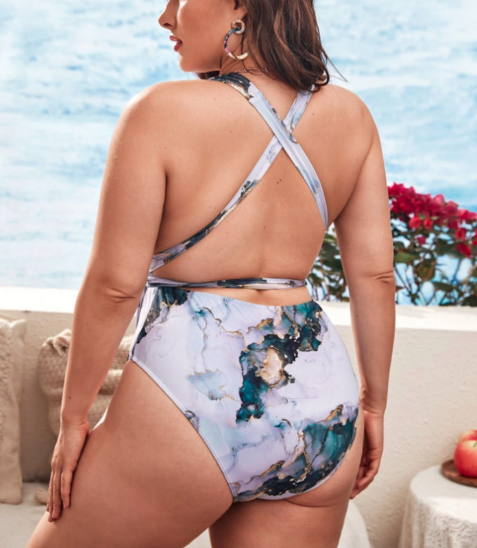 Marble X-Back Monokini