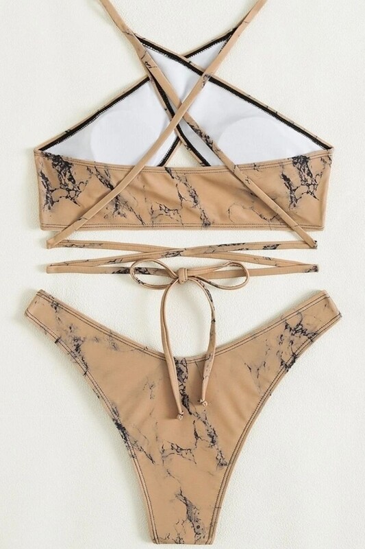 Nude Marble Print Swimsuit