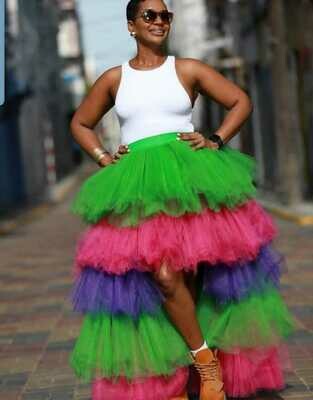 Color Block Tulle Skirt