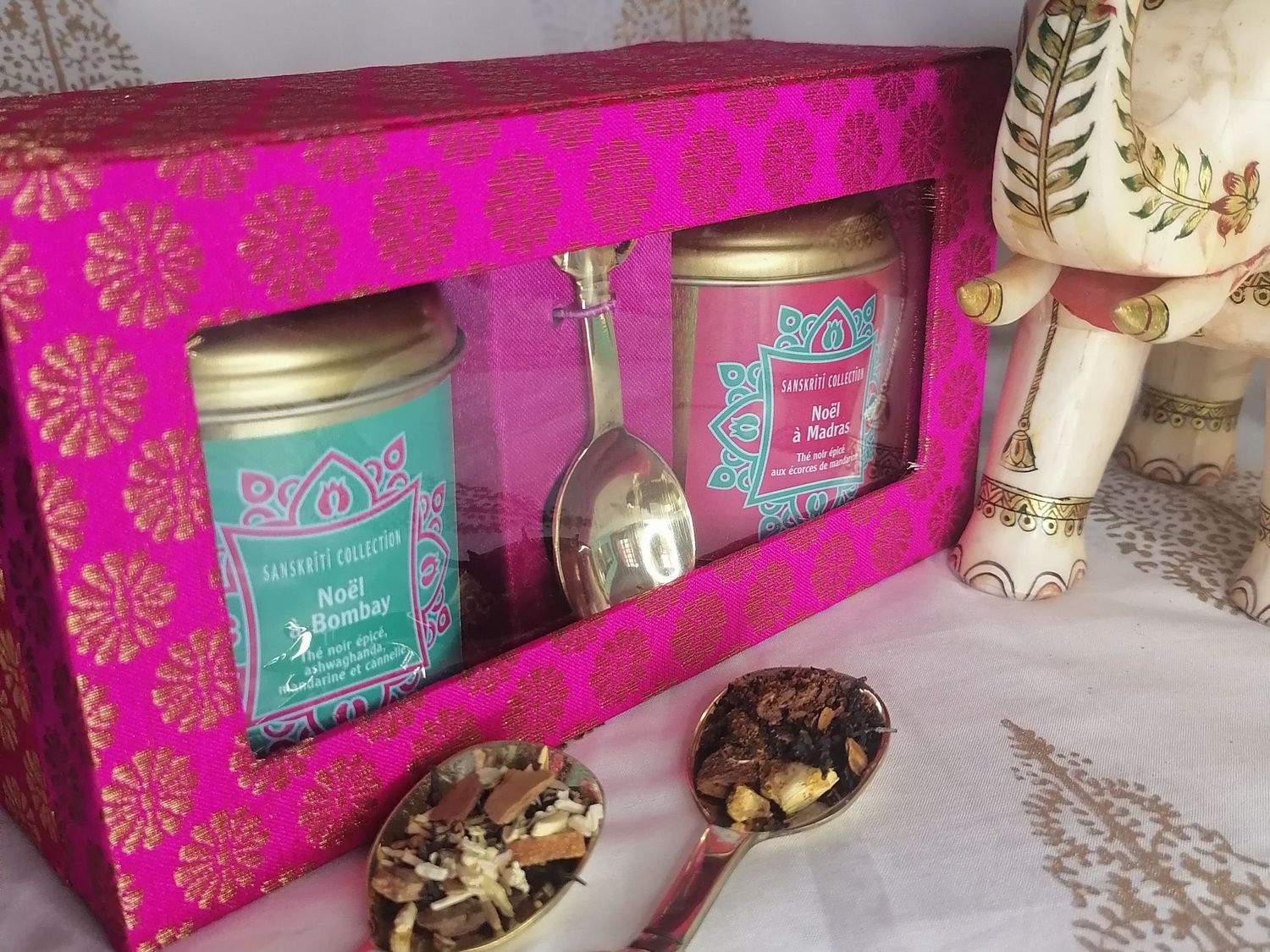 Coffret de Noël rose indien