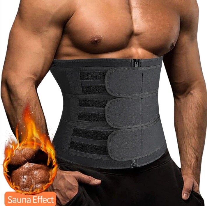 Neoprene Workout Waist Trainer Corset Cincher for Men Sweat Sauna Trimmer Belly with 3 Adjustable Belts