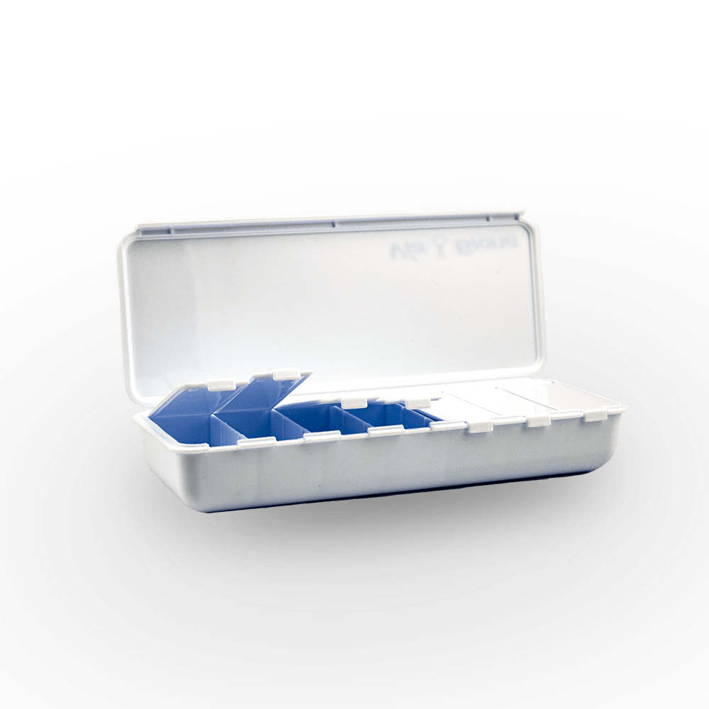Kapseln- und Tablettenbox.
(7-Tage Pillendose)