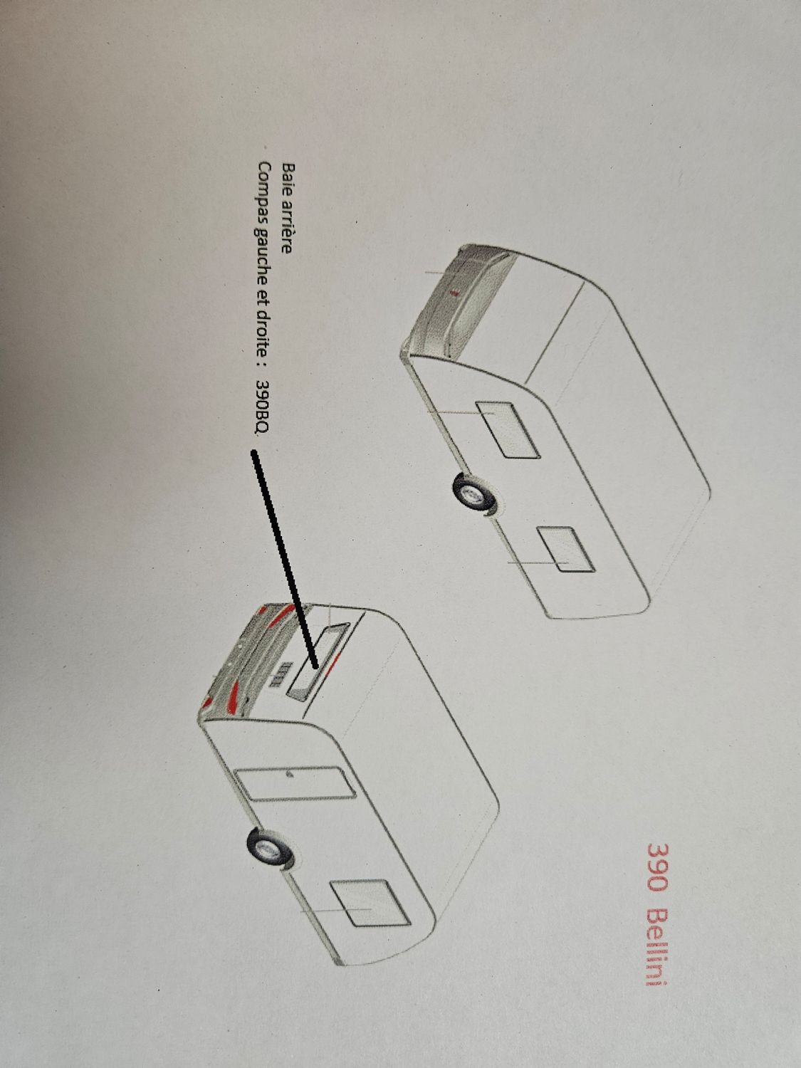 Compas pour baie arrière 390 bellini gauche et droite Ref 390 BQ