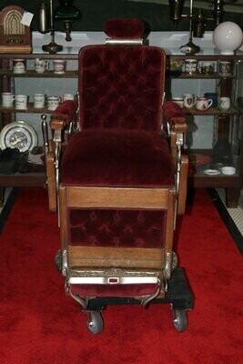 Burgandy Unrestored Wood Barber Chair